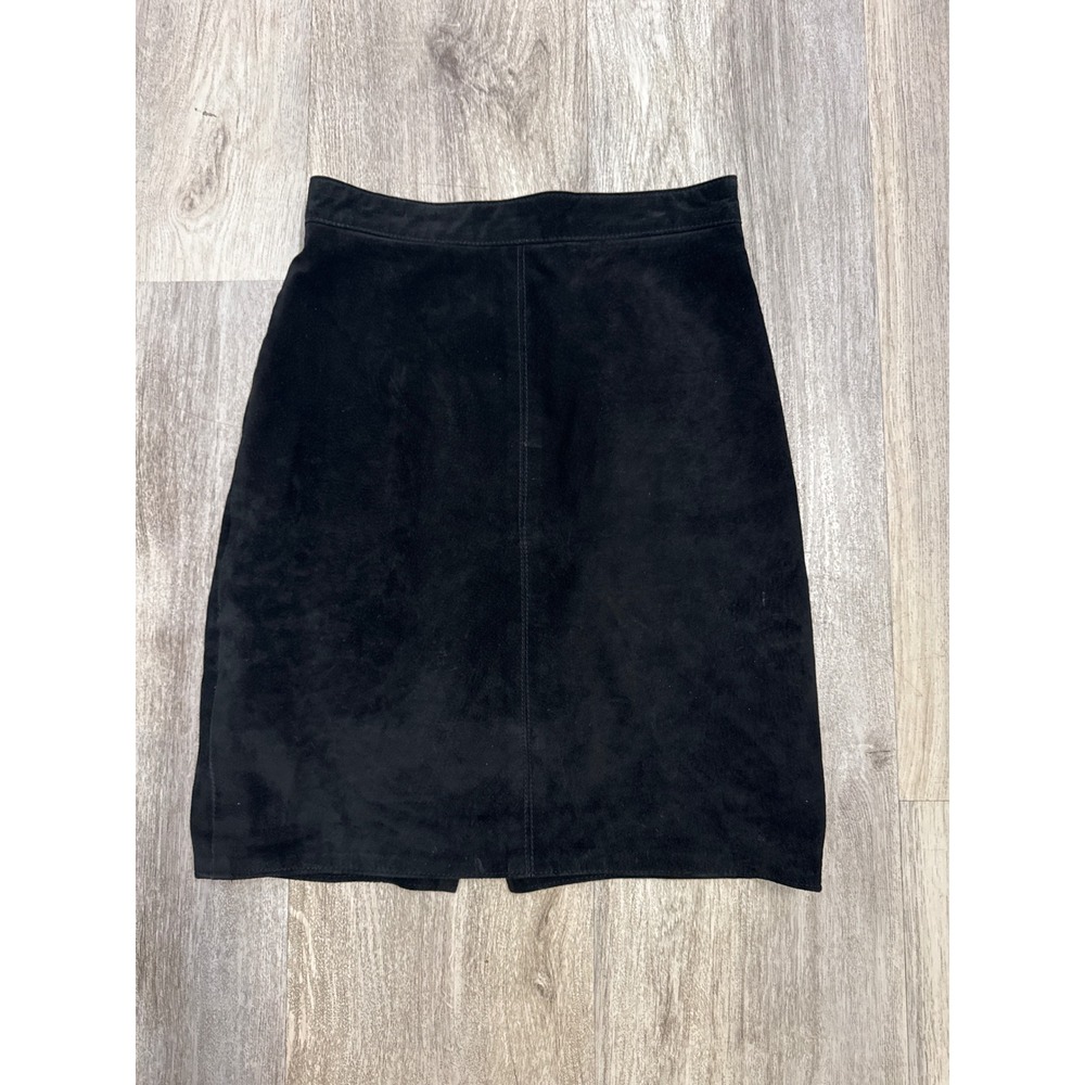 Bushwacker USA Vintage‎ Black Genuine Leather Suede Mini Skirt Womens Size 0
